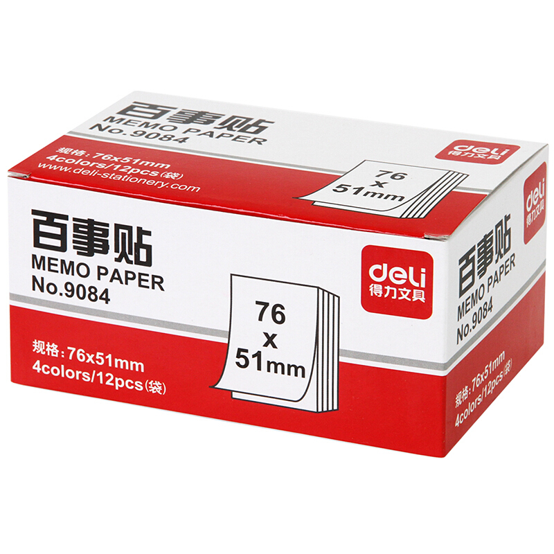 得力（deli） 9084 熒光紙百事貼/便條紙76×51mm 12本裝_http://bzsa.cn/img/images/C201902/1551161538740.jpg