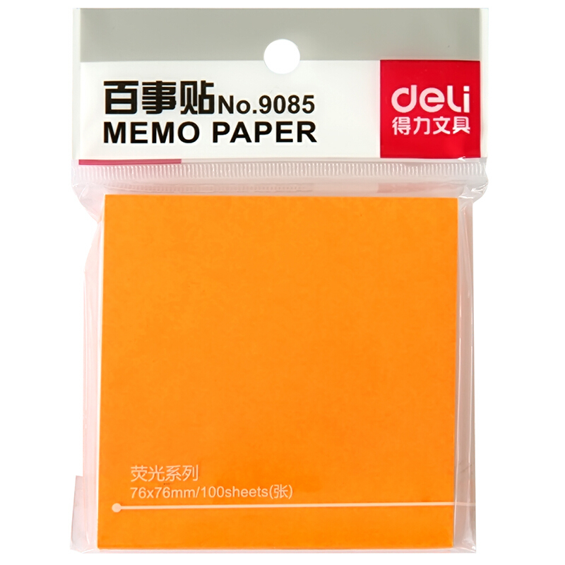 得力（deli） 9085 熒光紙百事貼/便條紙76×76mm 12本裝_http://bzsa.cn/img/images/C201902/1551162058980.jpg