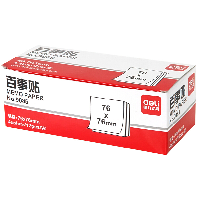 得力（deli） 9085 熒光紙百事貼/便條紙76×76mm 12本裝_http://bzsa.cn/img/images/C201902/1551162058990.jpg