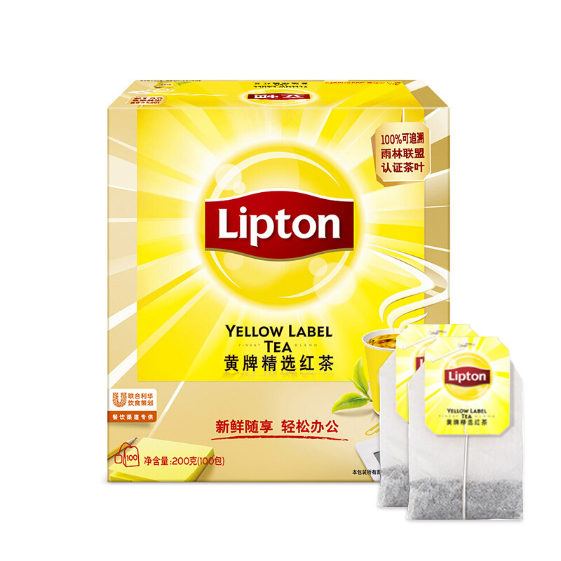 立頓（Lipton） 茶葉 100包200g 袋泡茶茶包 （黃牌精選紅茶）_http://bzsa.cn/img/images/C201902/1551337664599.jpg