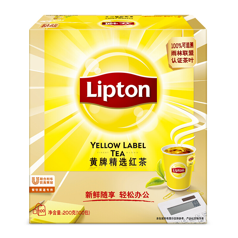 立頓（Lipton） 茶葉 100包200g 袋泡茶茶包 （黃牌精選紅茶）_http://bzsa.cn/img/images/C201902/1551337664609.jpg