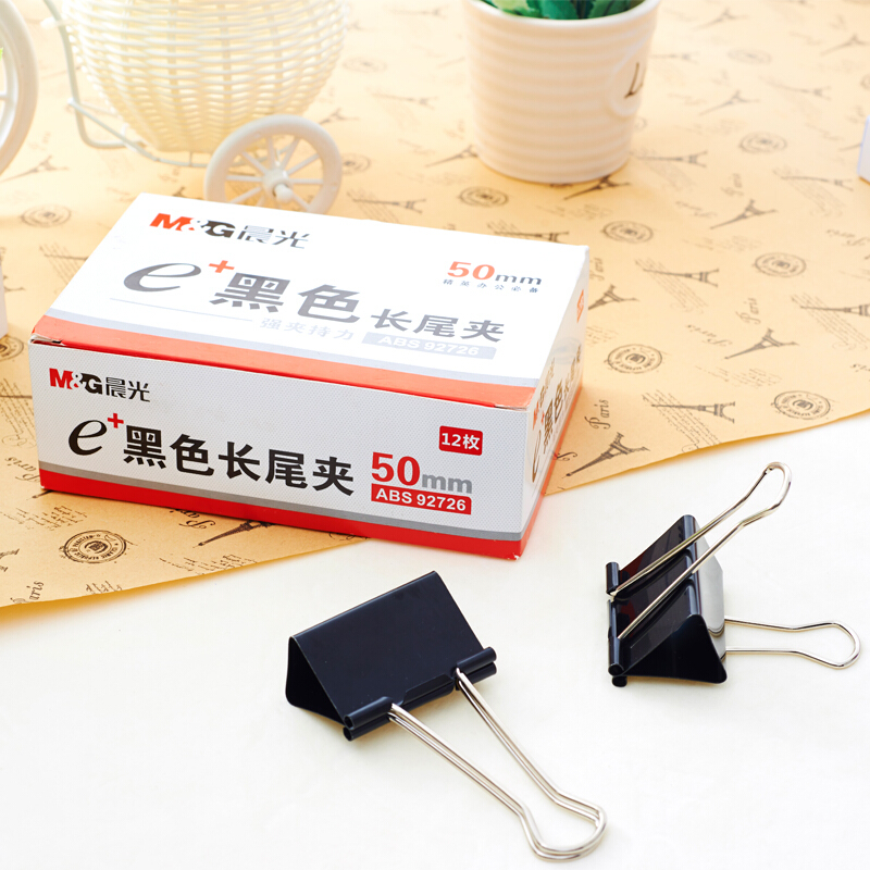 晨光（M&G） Eplus  長尾夾/長尾夾票夾 黑色(5# ABS92730/19mm 12枚/盒)_http://bzsa.cn/img/images/C201903/1551773537498.jpg