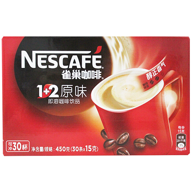 雀巢（Nestle） 1+2原味咖啡 450g (30條*15g)_http://bzsa.cn/img/images/C201903/1552455935795.jpg