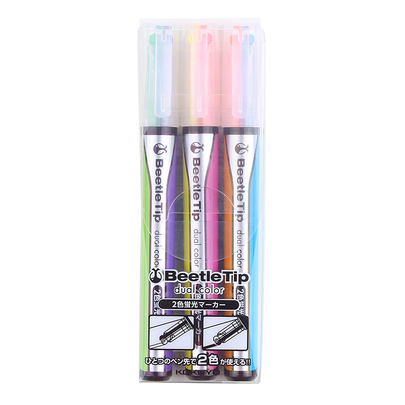 國譽(yù)(KOKUYO)雙色甲殼蟲雙頭熒光筆PM-L303-3S_http://bzsa.cn/img/images/C201906/1560924734674.jpg