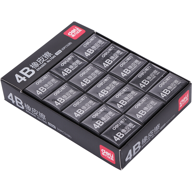 得力（deli）30塊4B黑色橡皮擦7545_http://bzsa.cn/img/images/C201906/1561430413168.jpg