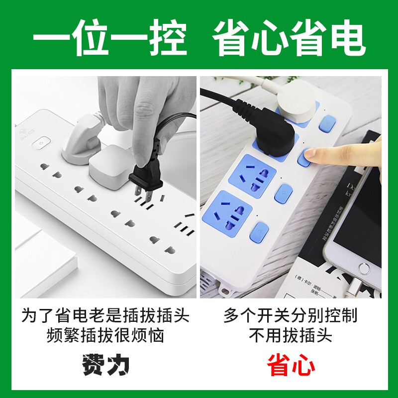 公牛（BULL）獨立開關(guān)插座5米6插位6開關(guān)帶過載保護(hù)GN-313_http://bzsa.cn/img/images/C201910/1571194357699.jpg