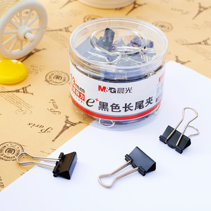 晨光（M&G） Eplus  長(zhǎng)尾夾/長(zhǎng)尾夾票夾 黑色( 5#ABS92736/19MM 40枚/筒)_http://bzsa.cn/img/images/C202008/1596769517278.jpg