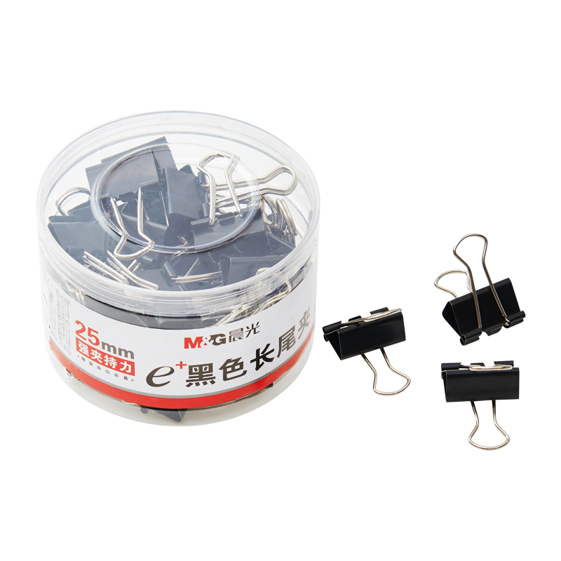 晨光（M&G） Eplus  長尾夾/長尾夾票夾 黑色(4#ABS92735/25MM 48枚/筒)_http://bzsa.cn/img/images/C202008/1596769638573.jpg