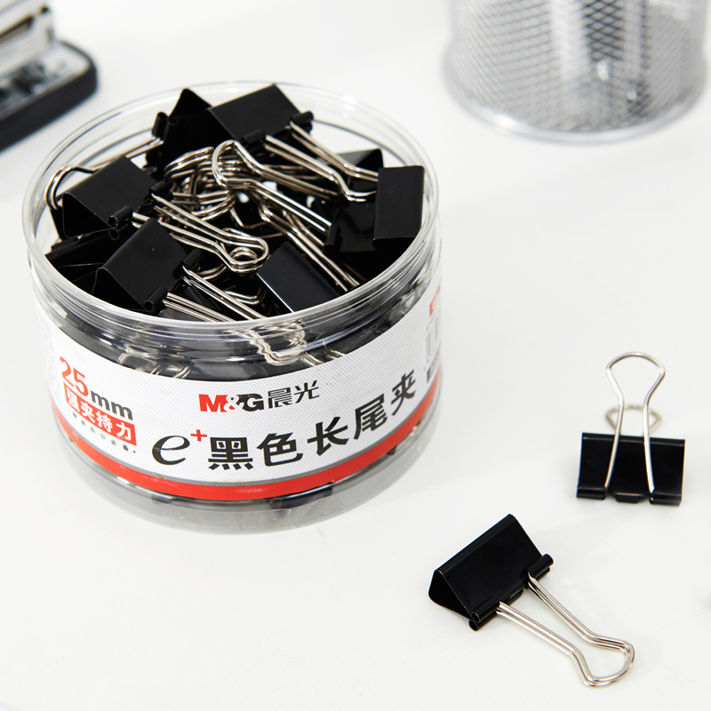 晨光（M&G） Eplus  長尾夾/長尾夾票夾 黑色(4#ABS92735/25MM 48枚/筒)_http://bzsa.cn/img/images/C202008/1596769642906.jpg