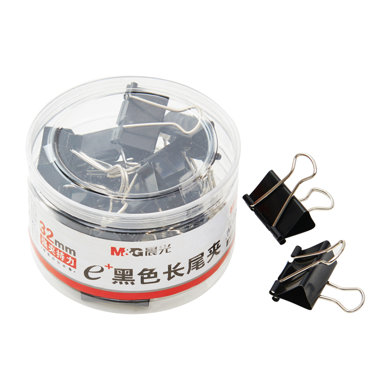 晨光（M&G） Eplus  長尾夾/長尾夾票夾 黑色( 3#ABS92734/32MM 24枚/筒)_http://bzsa.cn/img/images/C202008/1596769928723.jpg