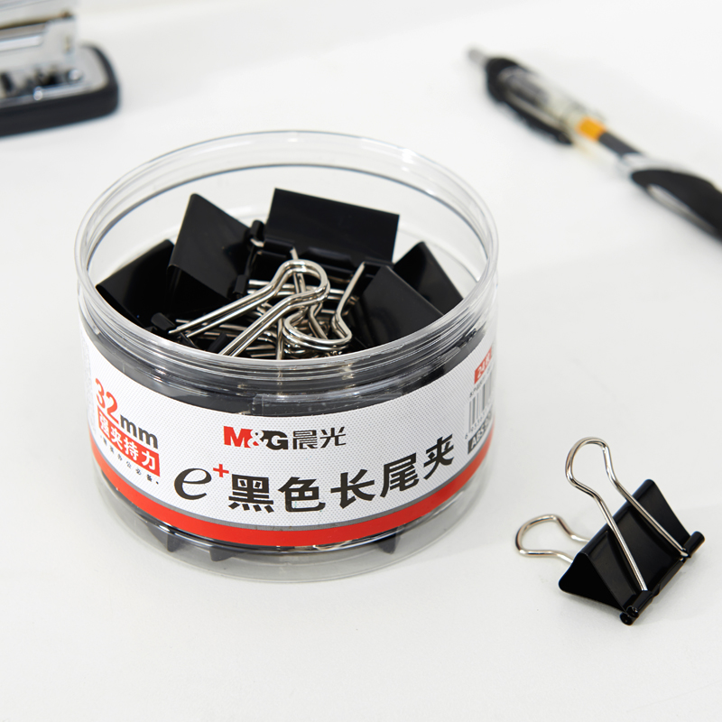 晨光（M&G） Eplus  長尾夾/長尾夾票夾 黑色( 3#ABS92734/32MM 24枚/筒)_http://bzsa.cn/img/images/C202008/1596769931944.jpg