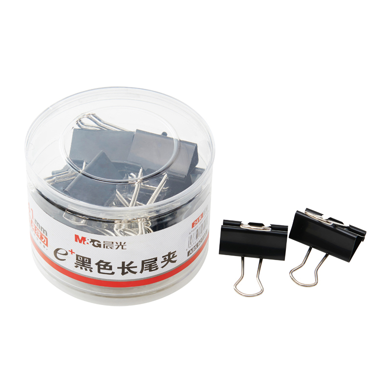 晨光（M&G） Eplus  長尾夾/長尾夾票夾 黑色(2#ABS92733/41MM 24枚/筒)_http://bzsa.cn/img/images/C202008/1596777184420.jpg