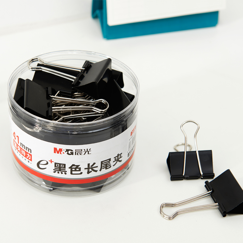 晨光（M&G） Eplus  長尾夾/長尾夾票夾 黑色(2#ABS92733/41MM 24枚/筒)_http://bzsa.cn/img/images/C202008/1596777189949.jpg