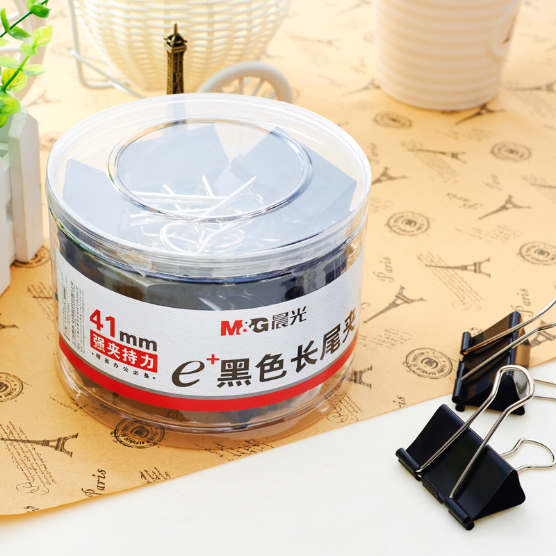 晨光（M&G） Eplus  長尾夾/長尾夾票夾 黑色(2#ABS92733/41MM 24枚/筒)_http://bzsa.cn/img/images/C202008/1596777192025.jpg