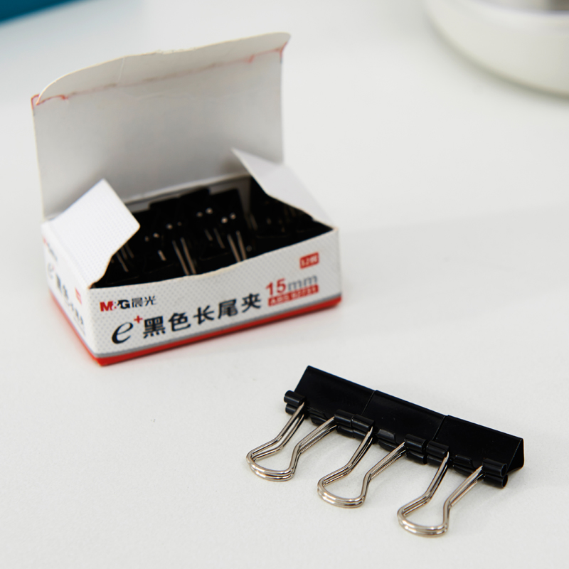 晨光（M&G） Eplus  長尾夾/長尾夾票夾 黑色(6# ABS92731/15mm 12枚/盒)_http://bzsa.cn/img/images/C202008/1596777370236.jpg