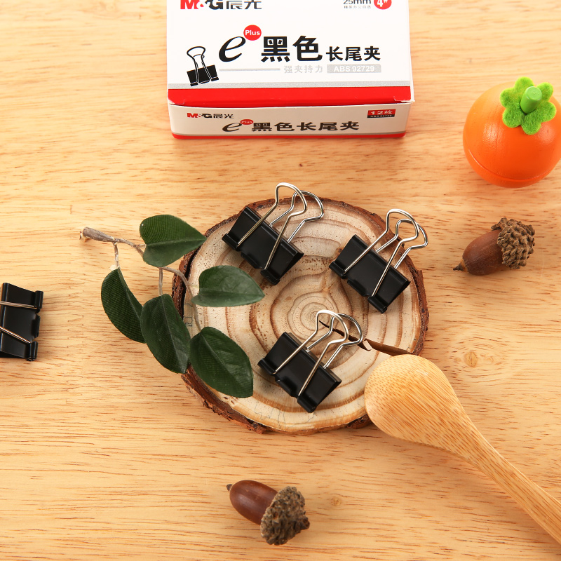 晨光（M&G） Eplus  長尾夾/長尾夾票夾 黑色(4#ABS92729/24mm 12枚/盒)_http://bzsa.cn/img/images/C202008/1596777686572.jpg
