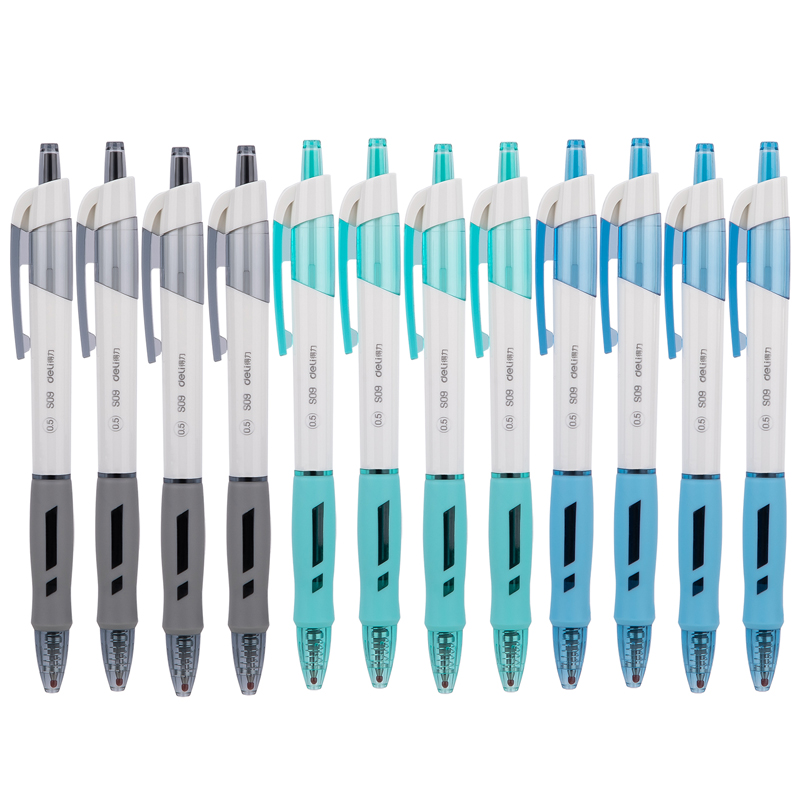 得力（deli）S09 按動子彈頭中性筆 黑色簽字筆 0.5mm 12支/盒_http://bzsa.cn/img/images/C202009/1599195367442.jpg