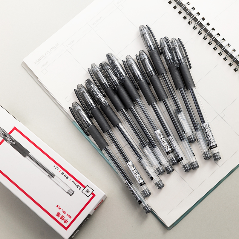 得力（deli）S84 財(cái)務(wù)專用中性筆 黑色簽字筆 0.38mm 12支盒_http://bzsa.cn/img/images/C202009/1599444079210.jpg