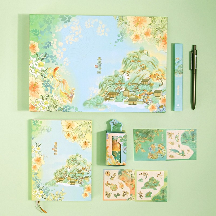 得力(deli) 頤和園聯(lián)名 春風(fēng)正得頤手賬本11件文具禮盒套裝 SZ627_http://bzsa.cn/img/images/C202103/1615963283309.jpg