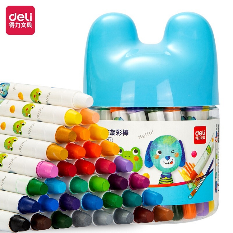 得力(deli) 36色 水溶性油畫棒 可水洗蠟筆 72121