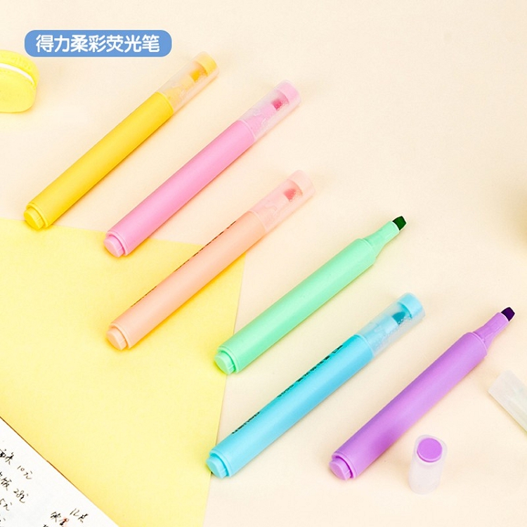 得力（deli）雙頭熒光筆重點(diǎn)醒目劃線筆標(biāo)記筆記號筆彩色筆套裝辦公學(xué)生文具 6支/盒 三角桿熒光筆S605_http://bzsa.cn/img/images/C202103/1615972936534.jpg