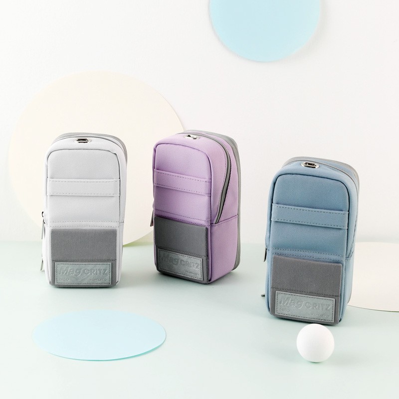 國譽(yù)（KOKUYO）學(xué)生文具袋手機(jī)站立式滌綸筆袋 淺藍(lán) 大號90*75(+20)*175mm WSG-PC173LB_http://bzsa.cn/img/images/C202110/1634279993950.jpg