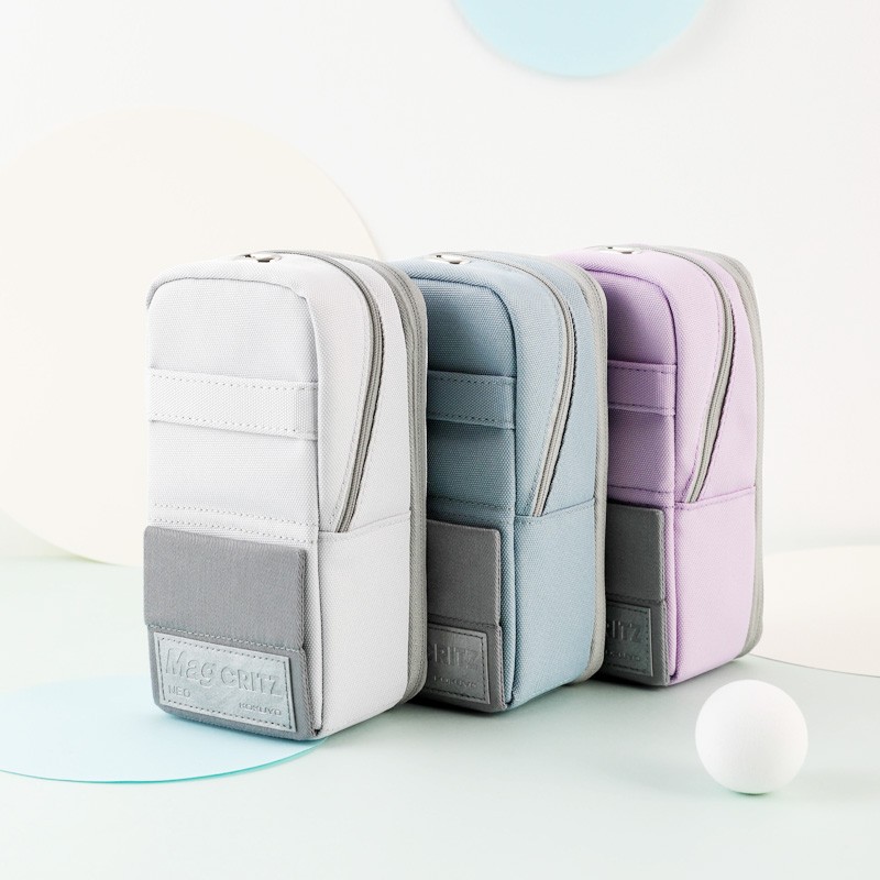 國譽（KOKUYO）學生文具袋手機站立式滌綸筆袋 淺灰 大號90*75(+20)*175mm WSG-PC173LM_http://bzsa.cn/img/images/C202110/1634280074651.jpg