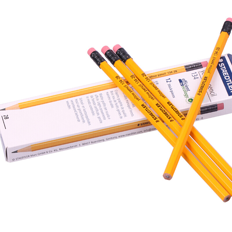施德樓（Staedtler） 134 黃桿鉛筆 帶橡皮頭 12支裝（2B）_http://bzsa.cn/img/sp/102/ca2f25be-46fc-4940-aa77-9fd881ac65e2.jpg