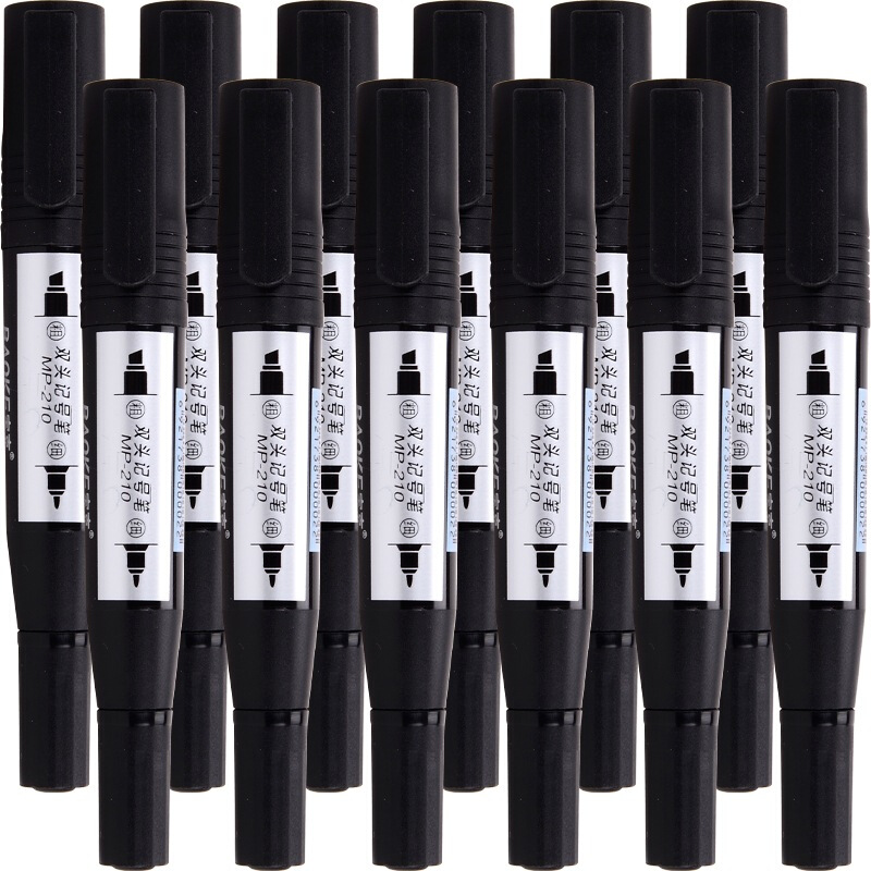寶克（BAOKE） MP-210 油性大雙頭記號筆 12支/盒（黑色）