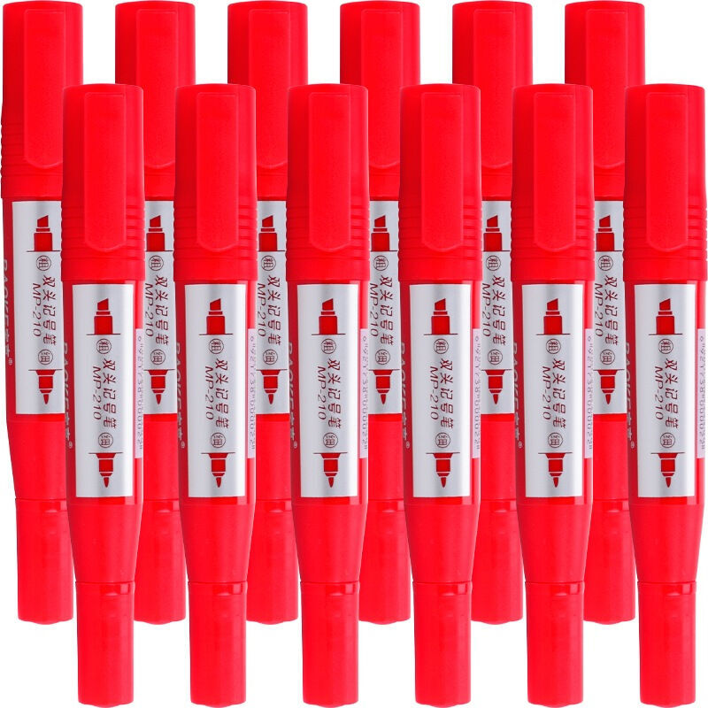 寶克（BAOKE） MP-210 油性大雙頭記號筆 12支/盒（紅色）