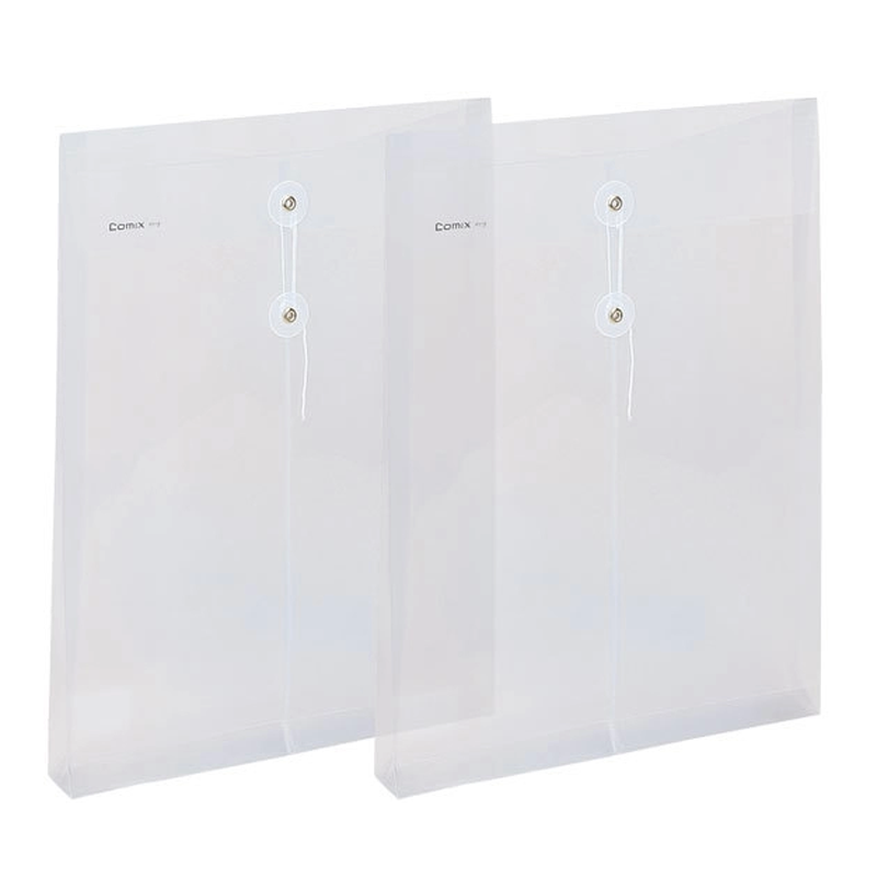 齊心（COMIX） F118 豎式透明繞繩檔案袋/文件袋 顏色隨機