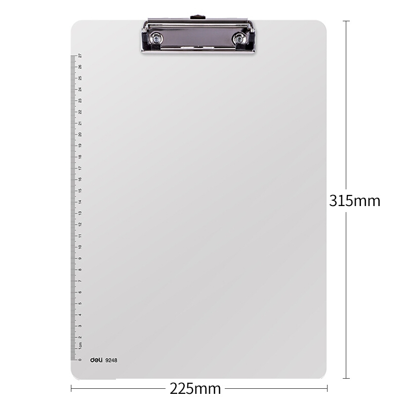 得力（deli） 9248 帶刻度塑料平夾書寫板夾 適用于A4紙