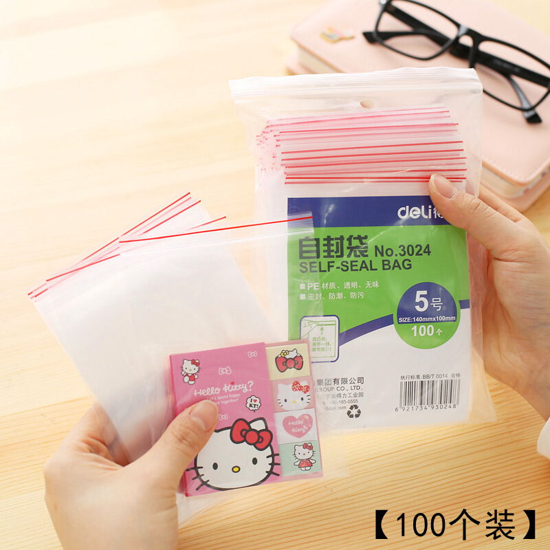 得力（deli） 3024 自封袋(透明)-5號(hào)(100個(gè)/包)150ｘ100mm0.04mm_http://bzsa.cn/img/sp/206/b9015bc9-9a65-4275-a620-a7694d415ab5.jpg