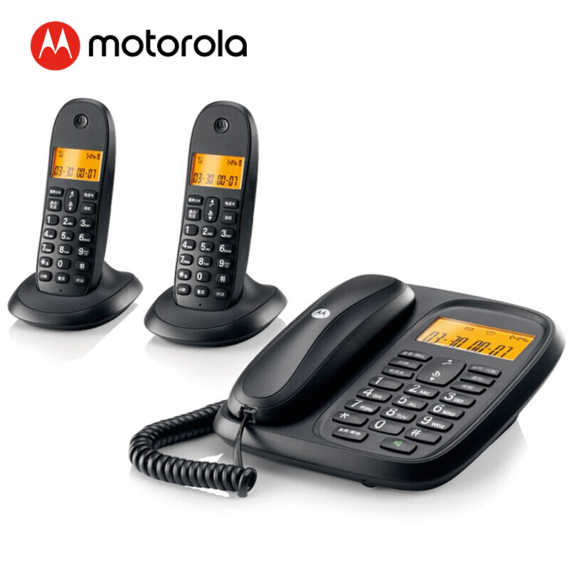 摩托羅拉（Motorola） CL102C 數(shù)字無繩電話機(jī)座機(jī)子母機(jī)中文顯示免提套裝辦公家用一拖二固定無線座機(jī)（黑色）_http://bzsa.cn/img/sp/2147/35e84b71-cb6c-43cb-bbaf-3c8198349516.jpg