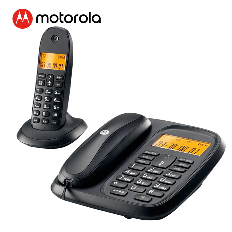 摩托羅拉（Motorola） CL101C 數(shù)字無(wú)繩電話機(jī)座機(jī)子母機(jī)中文顯示免提套裝辦公家用一拖一固定無(wú)線座機(jī) （黑色）_http://bzsa.cn/img/sp/2147/3764a2a8-cb08-4714-9d41-04c577c3c776.jpg