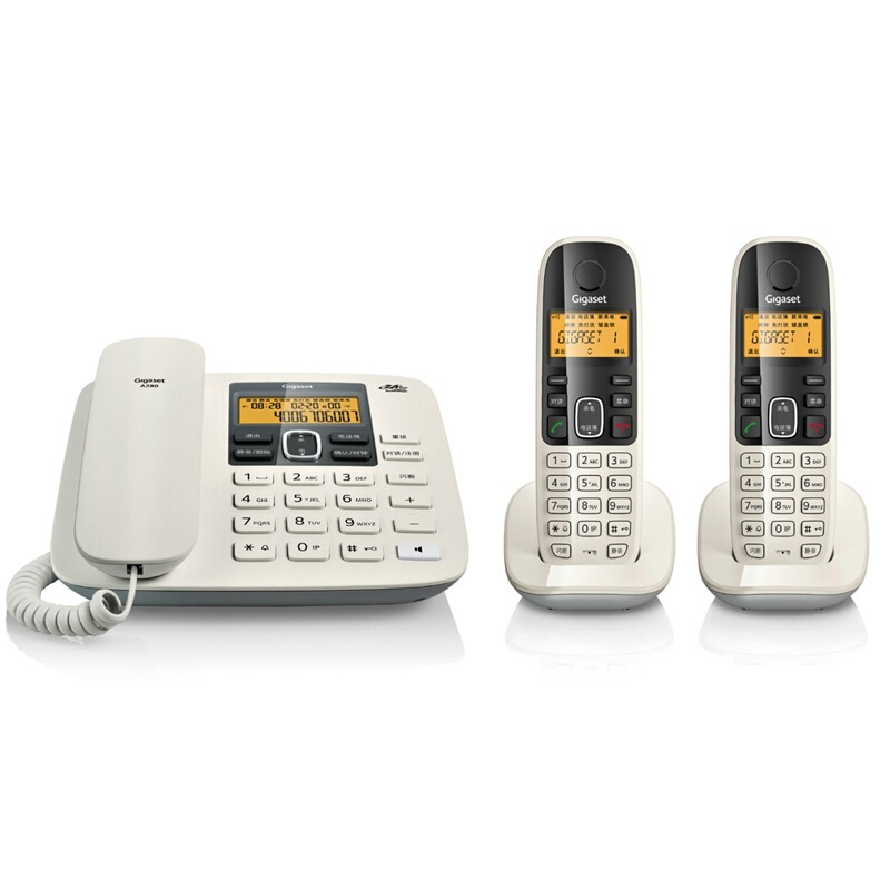 集怡嘉（Gigaset） A280 原西門子電話機(jī)座機(jī)子母機(jī) 數(shù)字無繩電話中文來電顯示免提家用辦公固定電話 (白色一拖二) _http://bzsa.cn/img/sp/2147/3eba6474-f19b-40cd-981e-6b92360cfa23.jpg