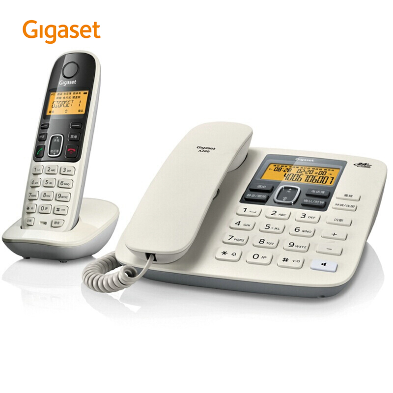 集怡嘉（Gigaset） A280 原西門子電話機(jī)座機(jī)子母機(jī) 數(shù)字無繩電話中文來電顯示免提家用辦公固定電話 (白色一拖一) _http://bzsa.cn/img/sp/2147/810cb980-0625-4a6f-92d0-959680d288d6.jpg