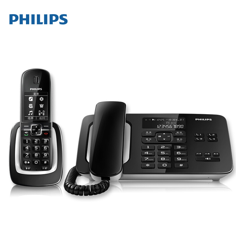 飛利浦（PHILIPS） DCTG492 語音報(bào)號黑名單中文數(shù)字子母機(jī)一拖一家用辦公會議坐固定固話無線電話機(jī)座機(jī)無繩電話機(jī)（黑色）_http://bzsa.cn/img/sp/2147/a7c58a86-d662-401e-99a3-f9cc3b06a7ae.jpg
