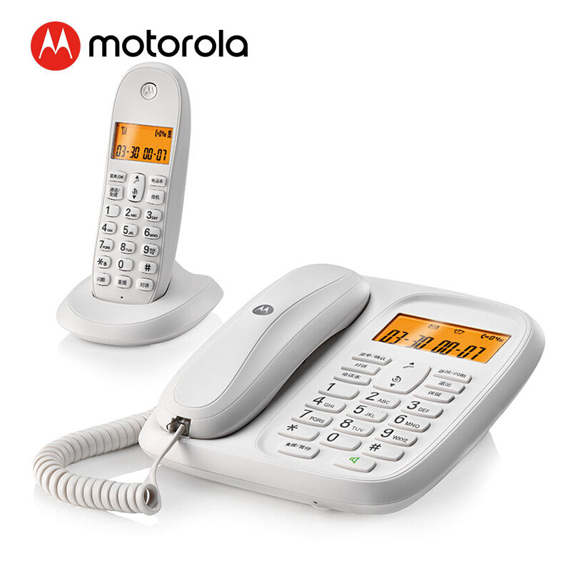 摩托羅拉（Motorola） CL101C 數(shù)字無繩電話機(jī)座機(jī)子母機(jī)中文顯示免提套裝辦公家用一拖一固定無線座機(jī) （白色）_http://bzsa.cn/img/sp/2147/b92373a3-9b0d-4be8-96d7-a32a161b24a2.jpg