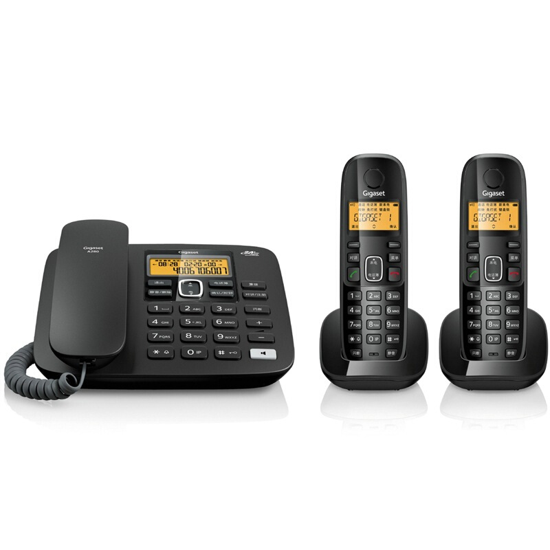 集怡嘉（Gigaset） A280 原西門子電話機(jī)座機(jī)子母機(jī) 數(shù)字無(wú)繩電話中文來(lái)電顯示免提家用辦公固定電話 (黑色一拖二) _http://bzsa.cn/img/sp/2147/cb4920f5-672e-4852-8f16-45303b205057.jpg