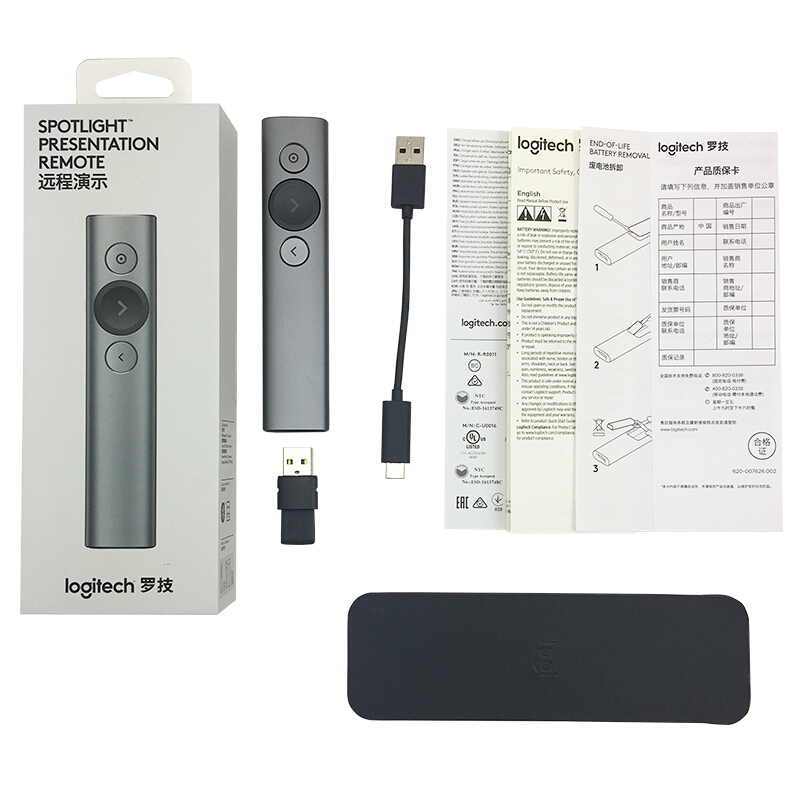 羅技（Logitech） Spotlight 無線演示器 投影筆 翻頁器 非激光筆 演示筆 演講神器 放大聚焦液晶屏可顯 (灰色) _http://bzsa.cn/img/sp/242/7a7e9c7c-170d-4173-8922-4bdba3032bfe.jpg