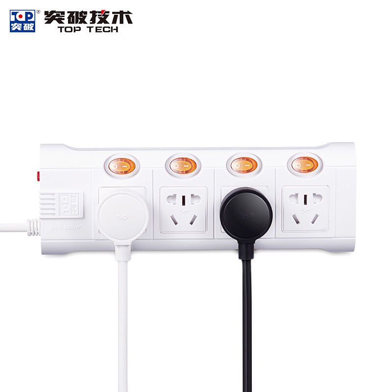 突破（TOP） TZ-D4K4 新國標(biāo)帶兒童保護(hù)門插座接線板智能過載自動斷電分控獨(dú)立開關(guān)4孔3米 3米線長_http://bzsa.cn/img/sp/2541/10a14781-3c8d-448a-b152-3ae9b7800def.jpg