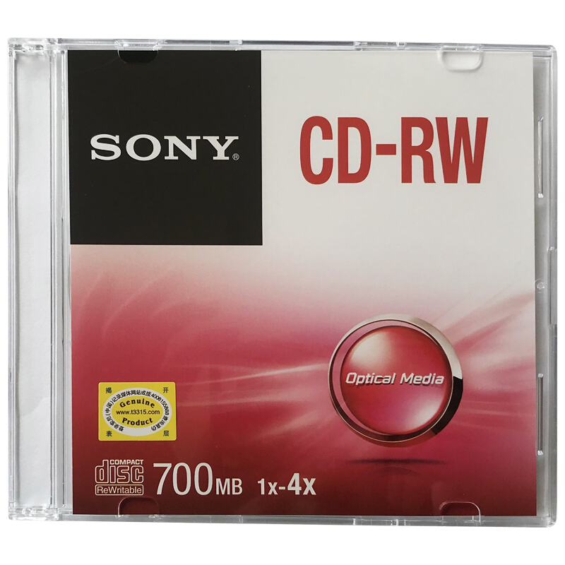 索尼（SONY） CD-RW 光盤(pán)/刻錄盤(pán) 1-4速700MB 單片盒裝 可擦寫(xiě) 空白光盤(pán)（十盤(pán)裝的包裝不一樣） 10盒/包