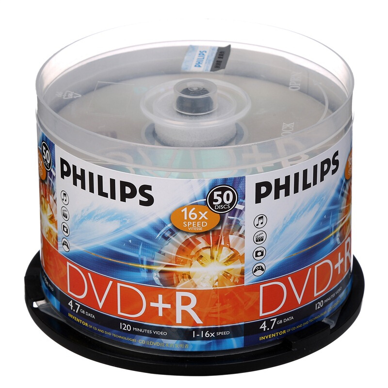 飛利浦（PHILIPS） DVD+R空白光盤(pán)/刻錄盤(pán) 16速4.7G 桶裝50片