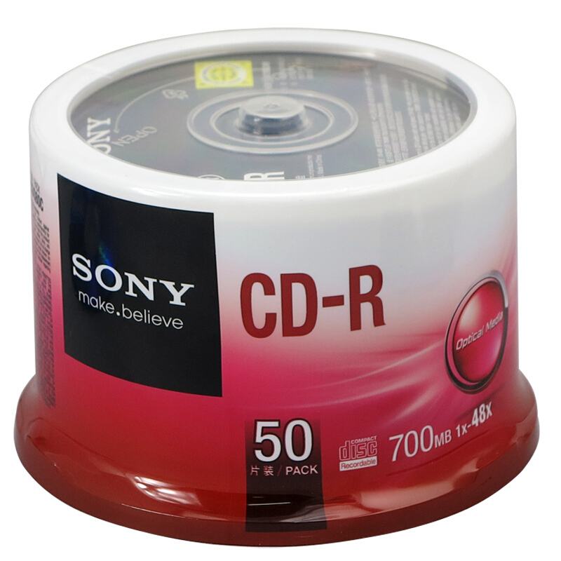 索尼（SONY） CD-R 光盤(pán)/刻錄盤(pán) 48速700MB 桶裝50片