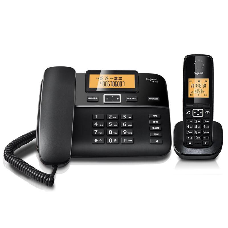 集怡嘉（Gigaset） DL310 原西門子品牌電話機 數(shù)字無繩電話家用子母機中文來電顯示一拖一辦公固定無線電話座機（黑色）_http://bzsa.cn/img/sp/329/3fd3ca5e-778b-47d3-a70b-a8632c9a7569.jpg
