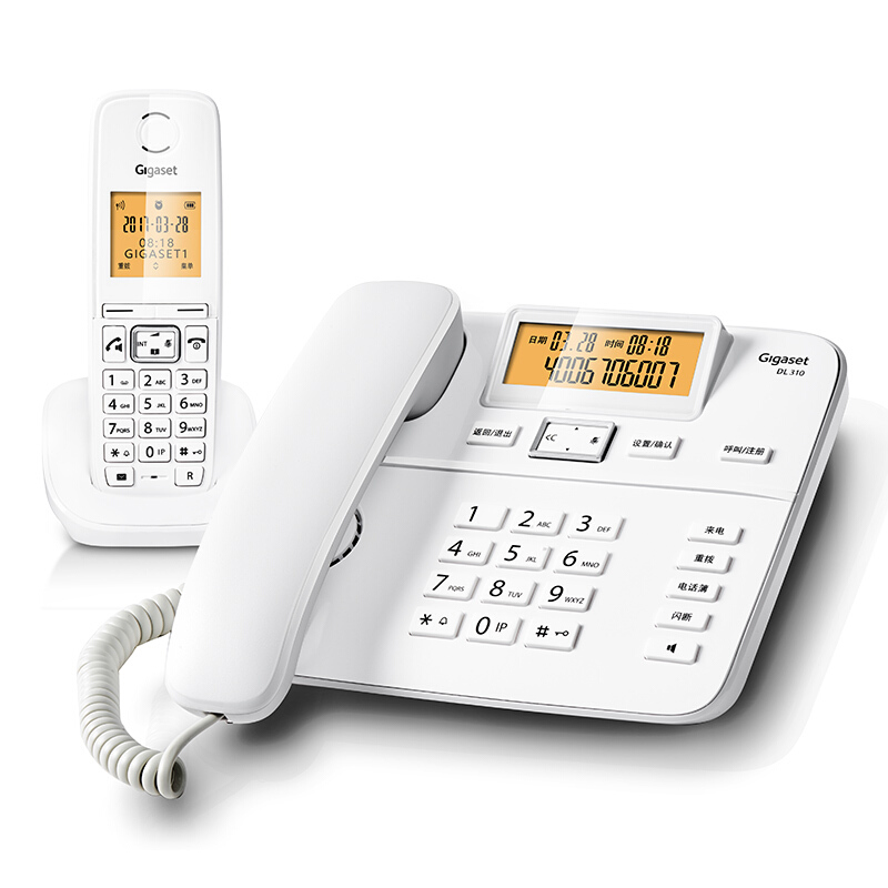集怡嘉（Gigaset） DL310 原西門(mén)子品牌電話(huà)機(jī) 數(shù)字無(wú)繩電話(huà)家用子母機(jī)中文來(lái)電顯示一拖一辦公固定無(wú)線(xiàn)電話(huà)座機(jī)（白色）_http://bzsa.cn/img/sp/329/853d3119-5b23-4ec6-9336-a832109624d7.jpg
