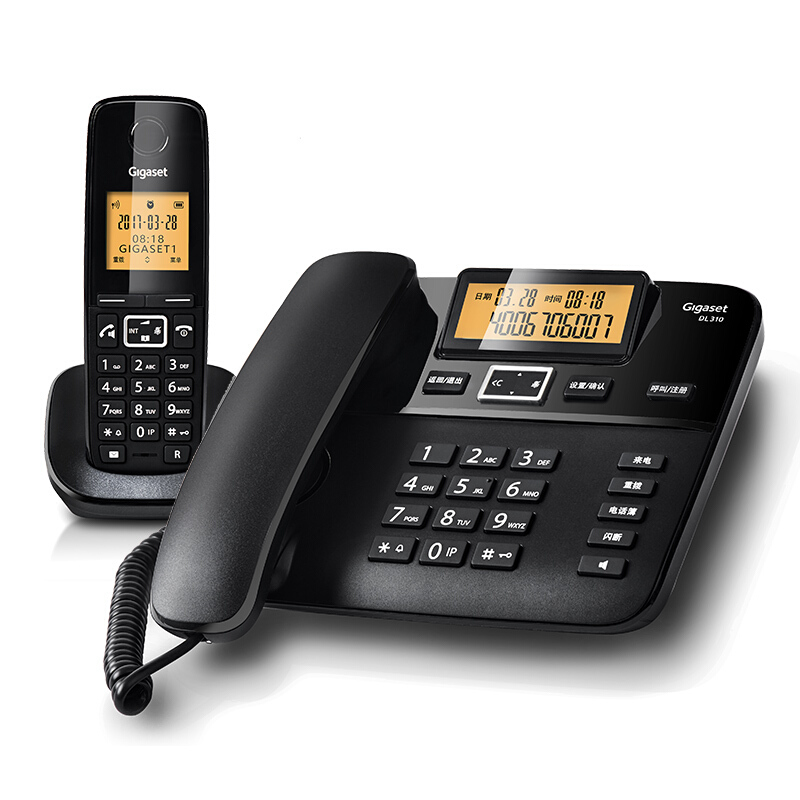集怡嘉（Gigaset） DL310 原西門子品牌電話機 數(shù)字無繩電話家用子母機中文來電顯示一拖一辦公固定無線電話座機（黑色）_http://bzsa.cn/img/sp/329/93451490-1282-4f1b-820e-09c3376a83f1.jpg