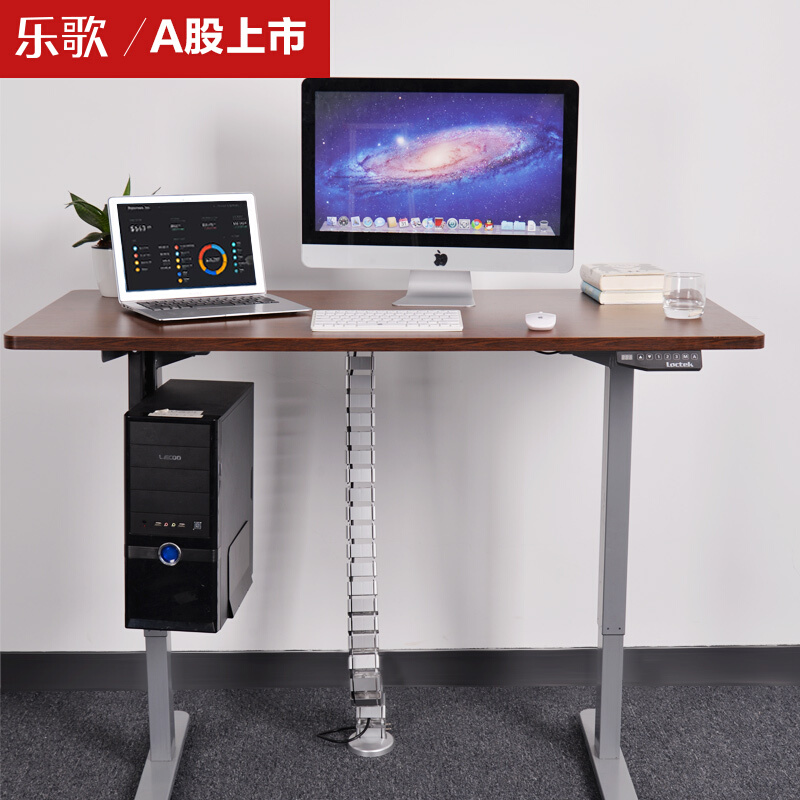樂歌（Loctek） E1D 站立辦公電動(dòng)升降桌套裝 (灰色桌架/胡桃木色桌板/方形1400x700mm) _http://bzsa.cn/img/sp/361/8cce3be9-5028-432b-b2e6-008a99685117.jpg