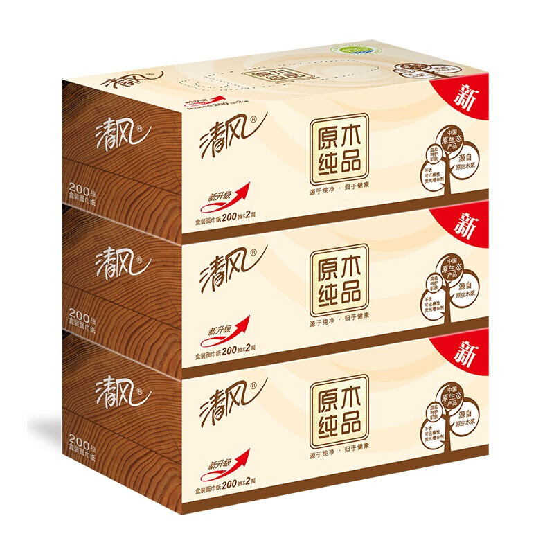 清風（APP） B338C1 原木純品盒裝抽紙面巾紙餐巾紙 2層200抽*3盒_http://bzsa.cn/img/sp/383/b42e61e3-197f-40b9-93d9-f0cbf682b5aa.jpg